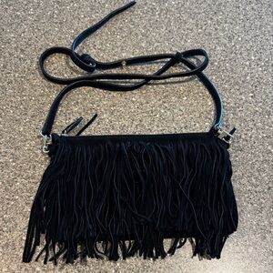 H butler suede fringe crossbody purse